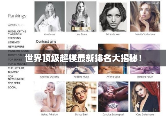 世界顶级超模最新排名大揭秘!